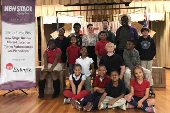 Students from Casey Elementary School enjoyed “Oh Freedom! The Story of the Underground Railroad” presented by New Stage Theatre performers (back row, from left) Brianna Hill, Kyle Parker Daniels, Jessica DeBolt and Xerron Mingo.
